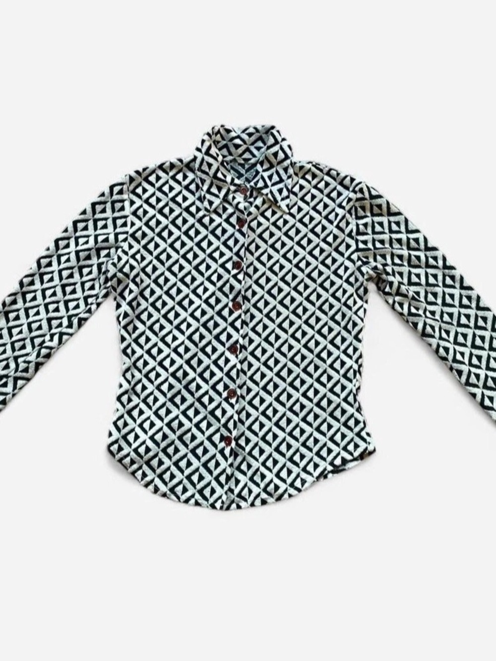 Vintage 90s Y2K Geometric Button Down Shirt in Black & White